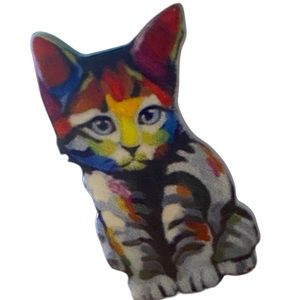 Art cat pin. Warhol style colors!